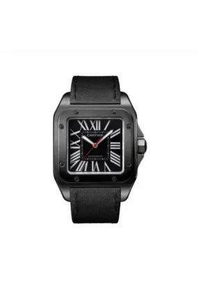 cartier santos 100 51.1mm x 41.3mm stainless steel & adlc men's watch