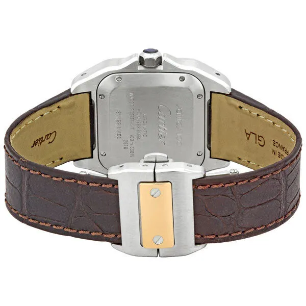 Cartier Santos 100 Silver Dial 18kt Rose Gold Midsize Watch W20107X7