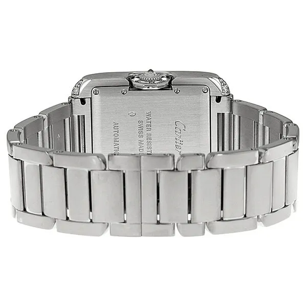 Cartier Tank Anglaise Silver Dial 18kt White Gold Diamond Ladies Watch WT100009