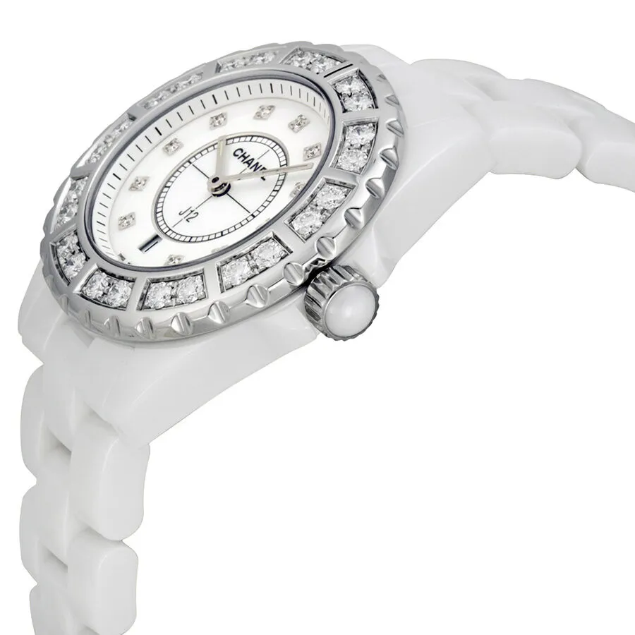 Chanel J12 Diamond Bezel White Ceramic Ladies Watch H2429