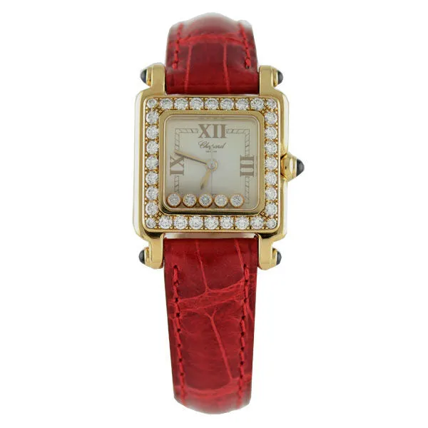 Chopard Happy Sport White Dial 18kt Yellow Gold Ladies Watch 276850-2311