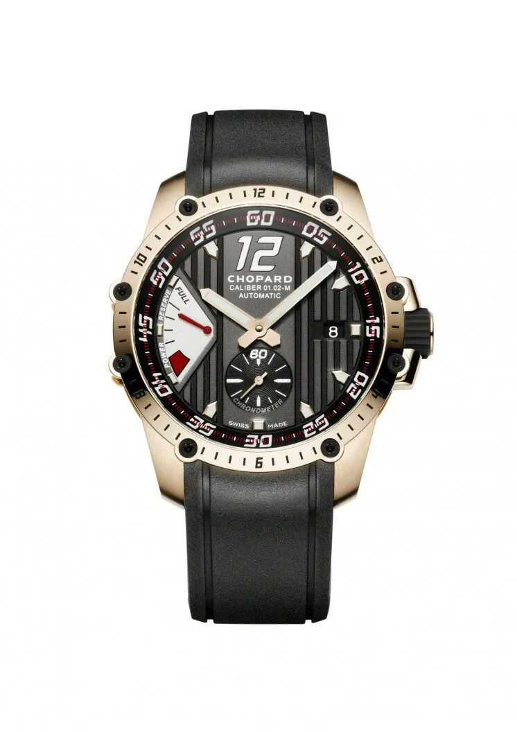 Chopard Superfast Power Control Black Dial 18kt Rose Gold Black Rubber Men's Watch 161291-5001