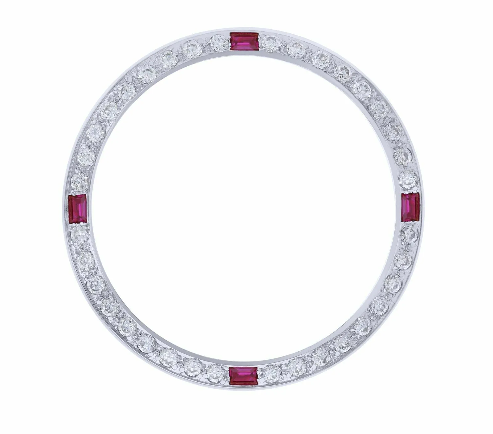 CREATED DIAMOND RUBY BEZEL FOR 34MM ROLEX AIRKING 1400 5500 14000 DATE WHITE