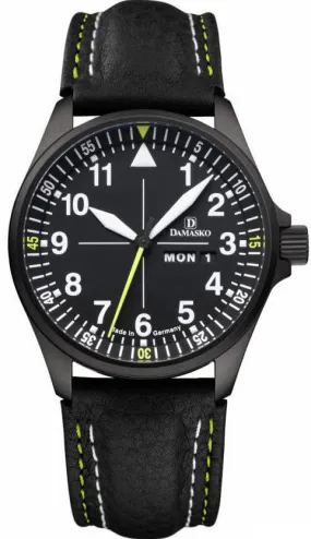 Damasko Watch DA 363 Black PVD Leather Pin