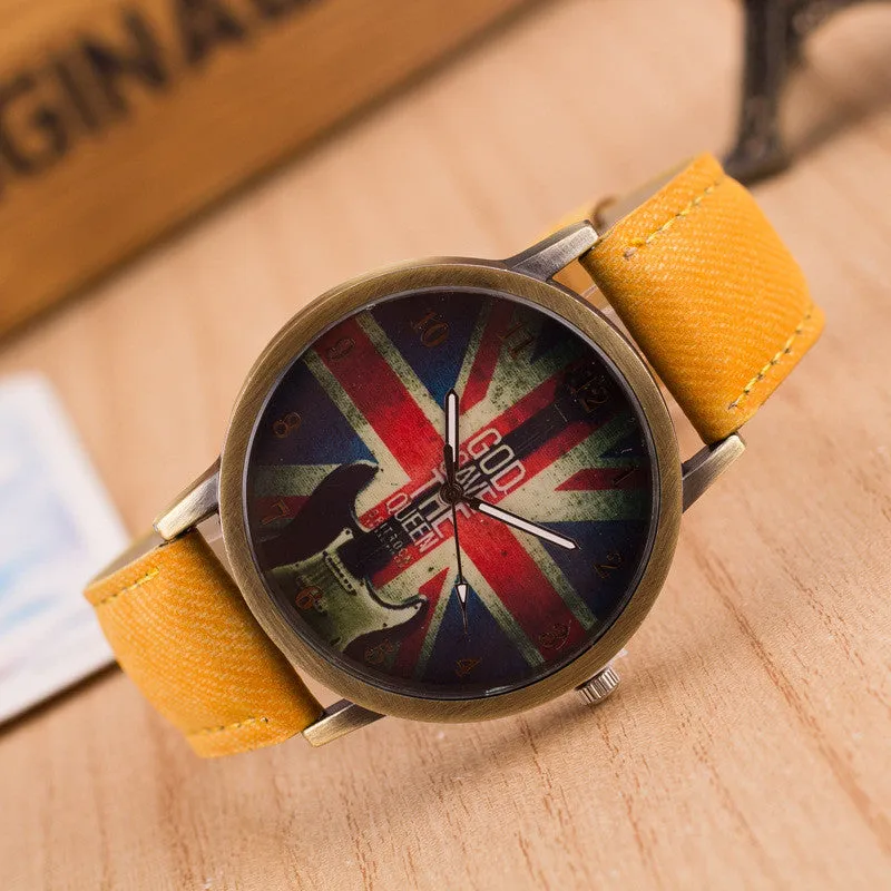 Denim Retro God Save Queen Watch