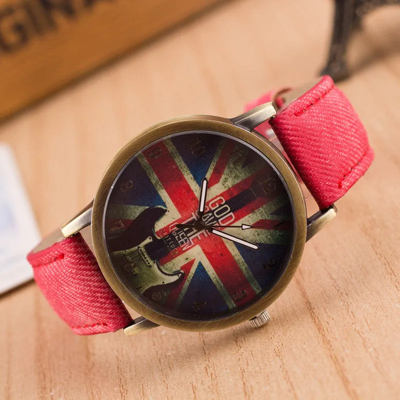 Denim Retro God Save Queen Watch