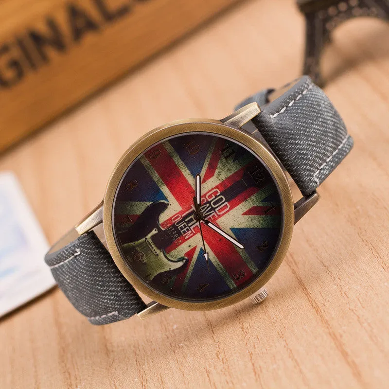 Denim Retro God Save Queen Watch