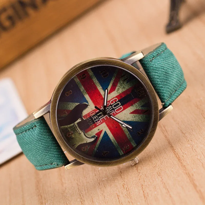 Denim Retro God Save Queen Watch
