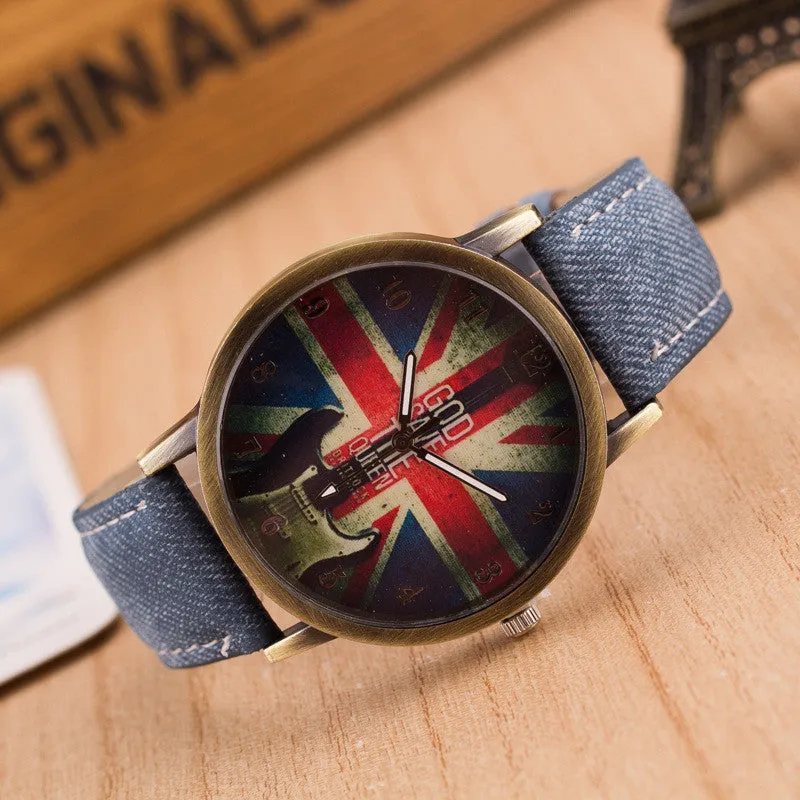 Denim Retro God Save Queen Watch