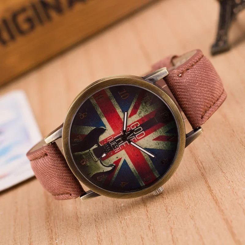 Denim Retro God Save Queen Watch