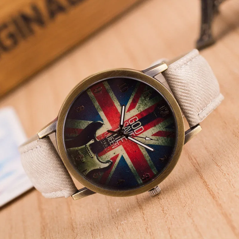 Denim Retro God Save Queen Watch