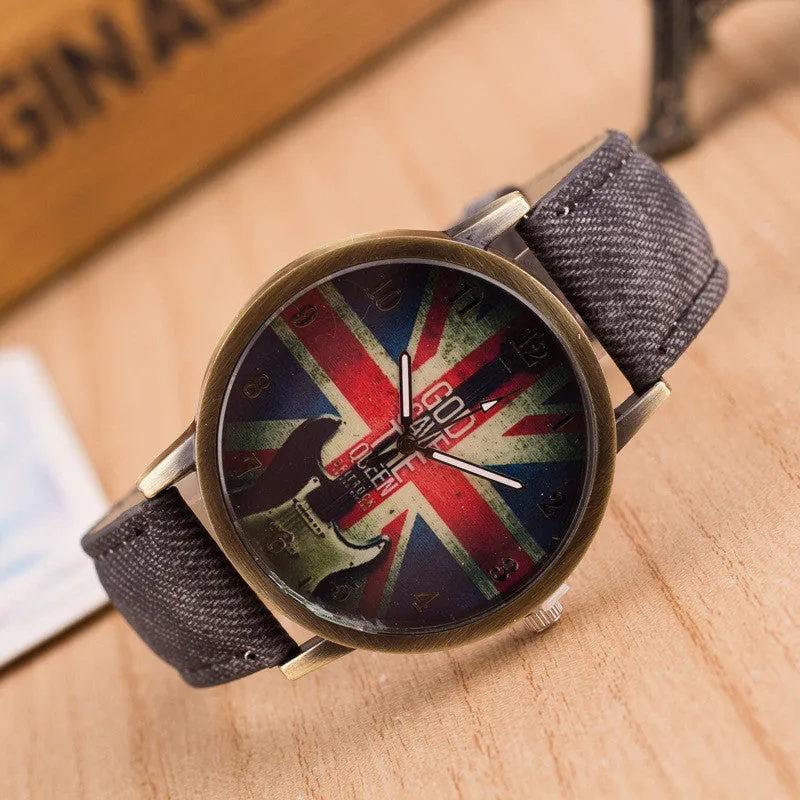 Denim Retro God Save Queen Watch