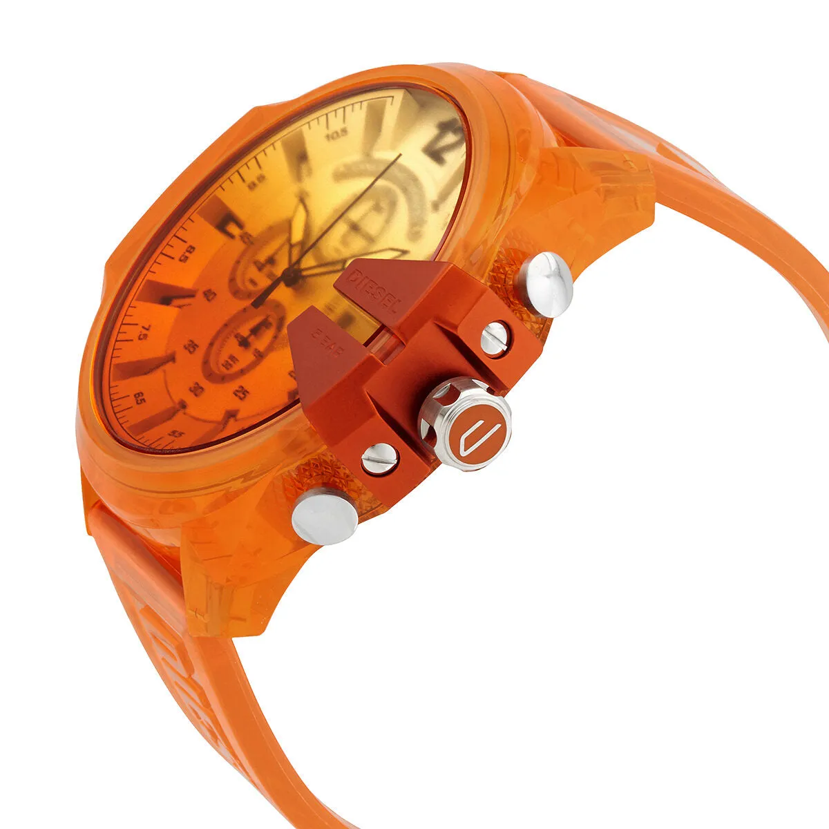 Diesel Mega Chief Chronograph Quartz Orange Dial Men's Watch DZ4533