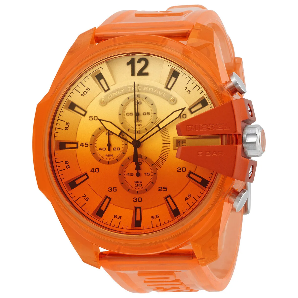 Diesel Mega Chief Chronograph Quartz Orange Dial Men's Watch DZ4533