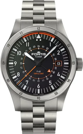Fortis Flieger F-43 Triple GMT On Block Bracelet