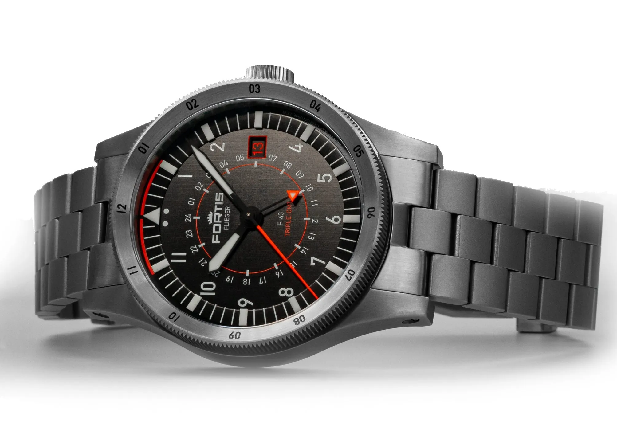 Fortis Flieger F-43 Triple GMT On Block Bracelet