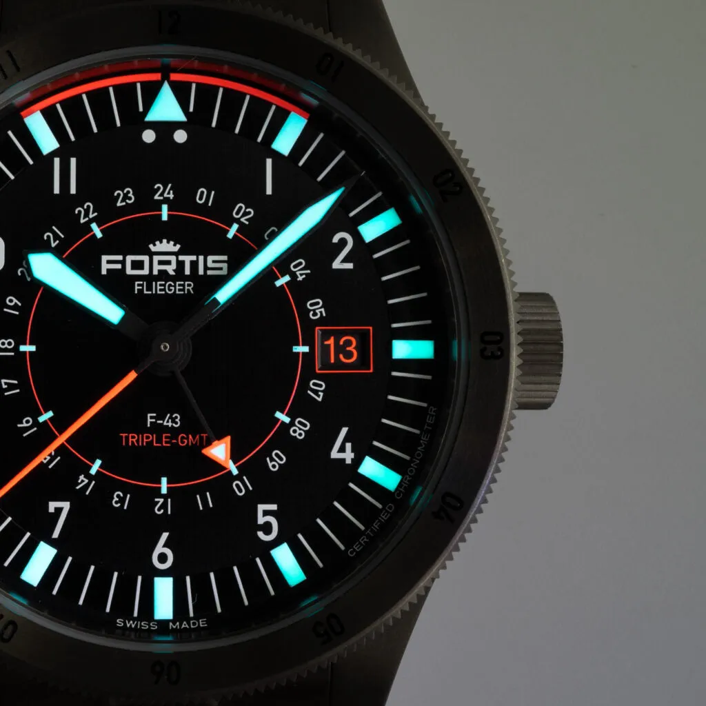 Fortis Flieger F-43 Triple GMT On Block Bracelet