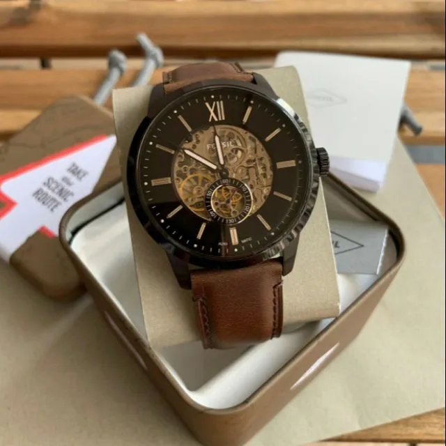 Fossil Townsman Automatic Black Skeleton Dial Men's Watch ME3155