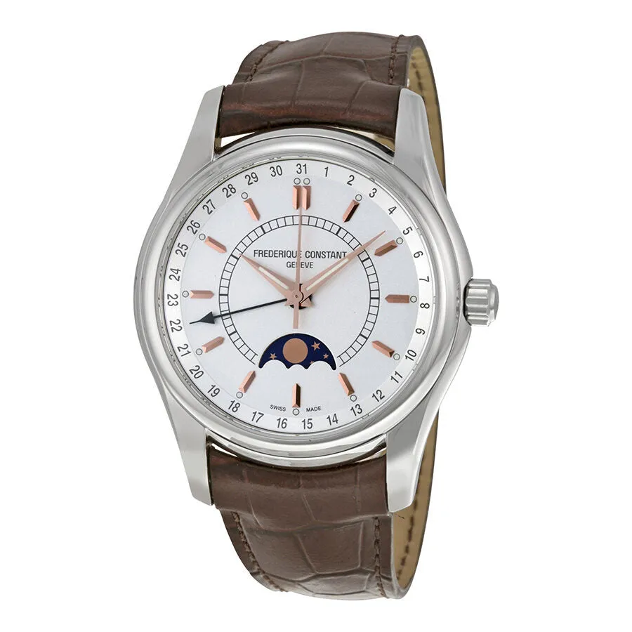 Frederique Constant Index Moon Phase Silver Dial Stainless Steel Men's Watch 330V6B6 FC-330V6B6