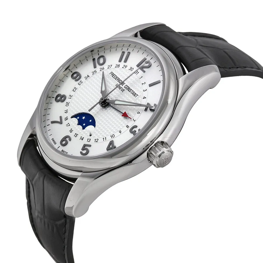 Frederique Constant Runabout Moonphase White Dial Black Leather Men's Watch FC-330RM6B6