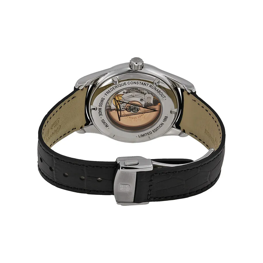 Frederique Constant Runabout Moonphase White Dial Black Leather Men's Watch FC-330RM6B6