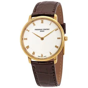 Frederique Constant Slimline White Dial Brown Leather Men's Watch FC-200RS5S35