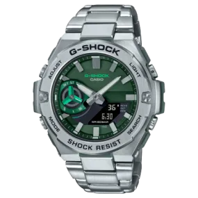G-Shock Solar powered Smartphone Link, Green Dial Black Metal Band Watch for Men, GST-B500AD-3ADR