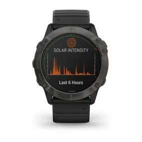 Garmin fenix 6X - Pro Solar Edition Pro Solar - Titanium Carbon Gray DLC with Black Band