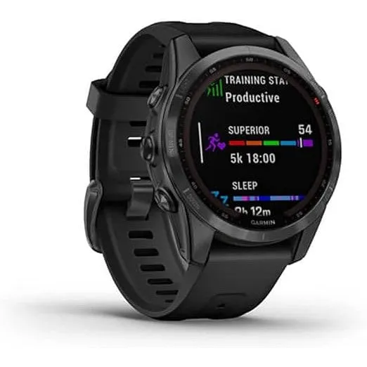 Garmin Fenix 7S Sapphire Solar -Carbon Grey DLC Titanium with Black Band