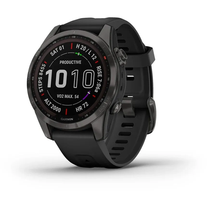 Garmin Fenix 7S Sapphire Solar -Carbon Grey DLC Titanium with Black Band