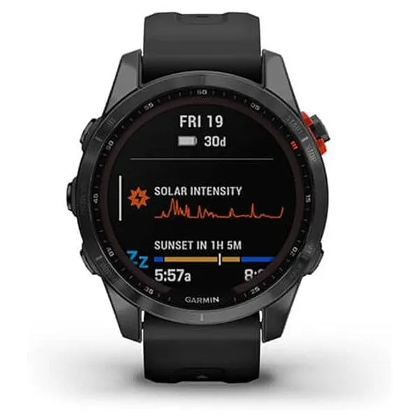 Garmin Fenix 7S Sapphire Solar -Carbon Grey DLC Titanium with Black Band