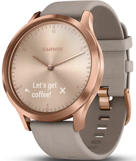 Garmin Watch Vivomove HR Rose Gold with Grey Suede Band D