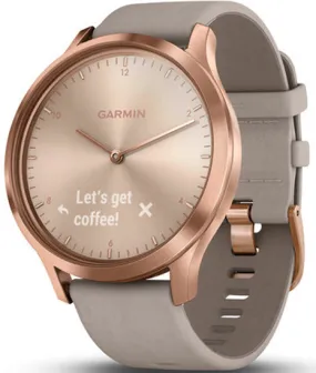 Garmin Watch Vivomove HR Rose Gold with Grey Suede Band D
