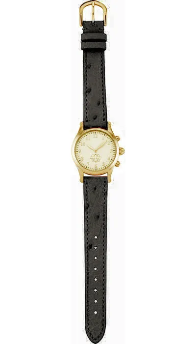 Gold Round Watch with Single Wrap Strap