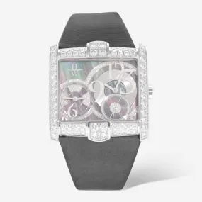 Harry Winston Avenue Squared 18K White Gold Quartz Ladies Watch AVSQTZ38WW010