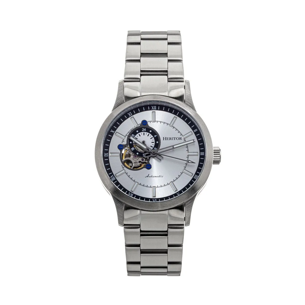 Heritor Automatic Oscar Semi-Skeleton Leather-Band Watch