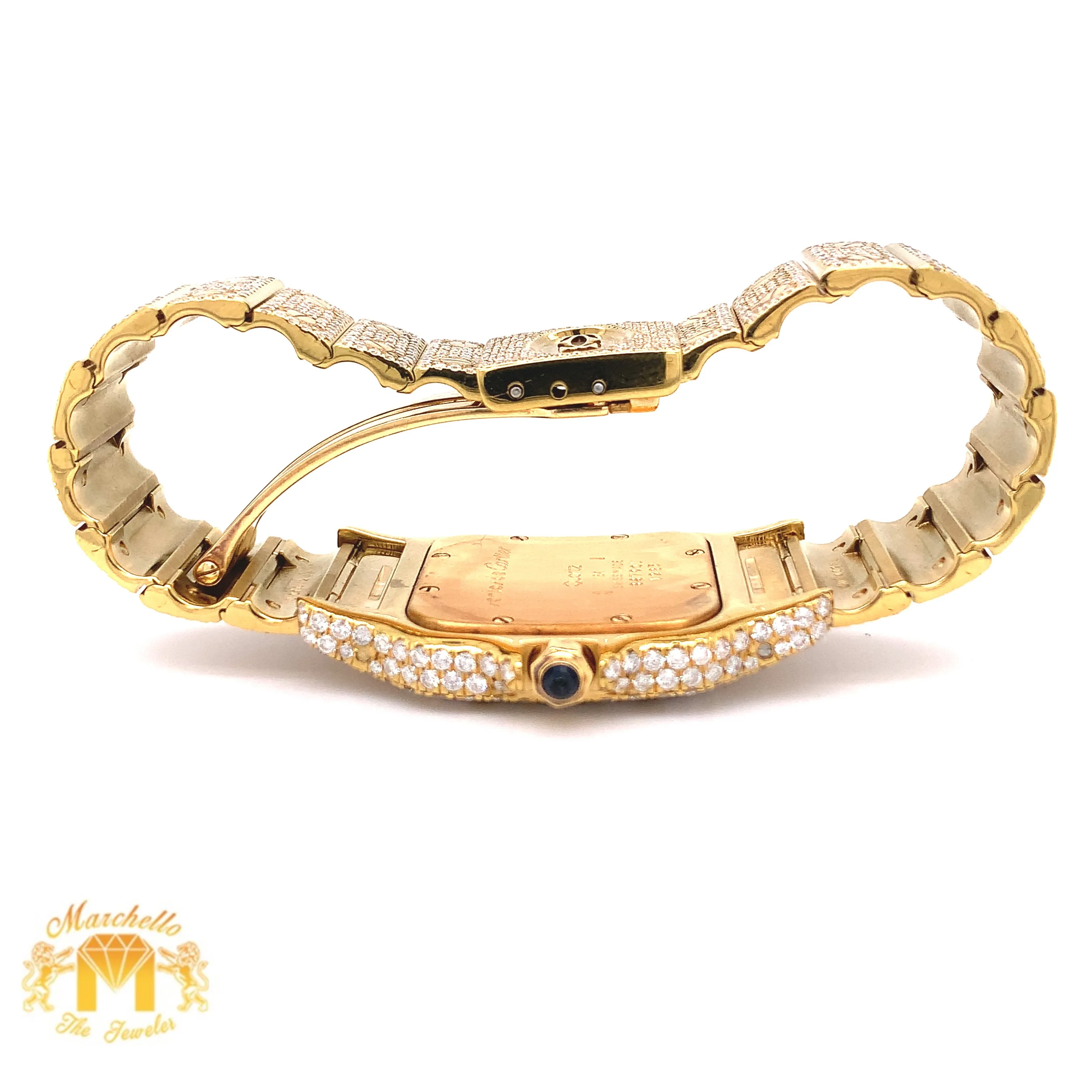 Iced Out Ladies' 18k Gold Cartier Diamond Watch (29 mm)