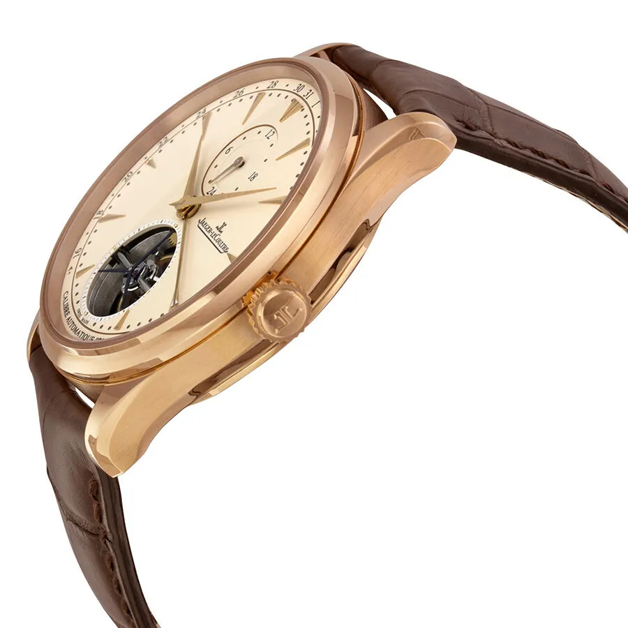 Jaeger LeCoultre Master Grand Tradition Tourbillon Beige Dial 18kt Rose Gold Brown Alligator Men's Watch Q1662510