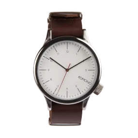 Komono Magnus Silver Burgundy Watch