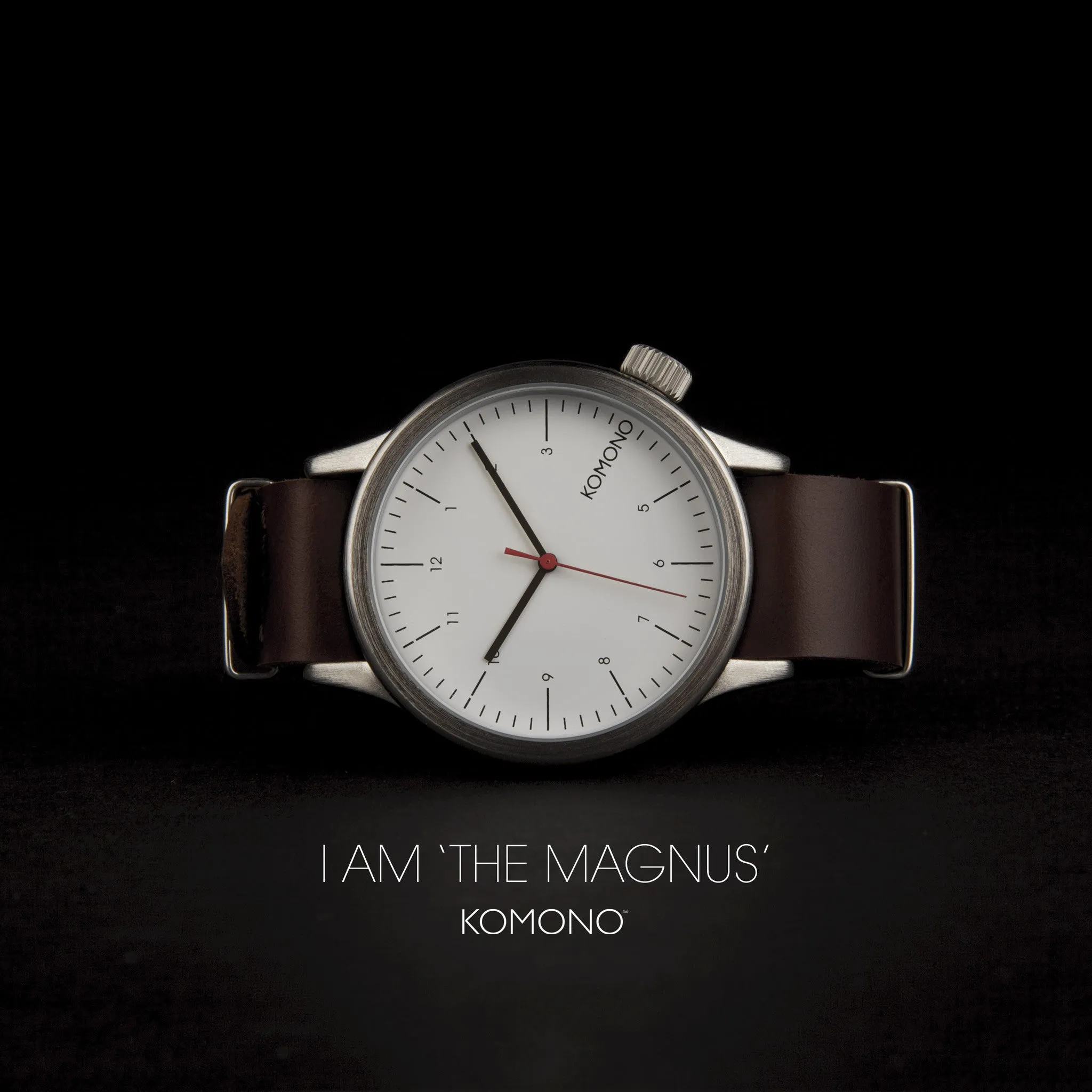 Komono Magnus Silver Burgundy Watch