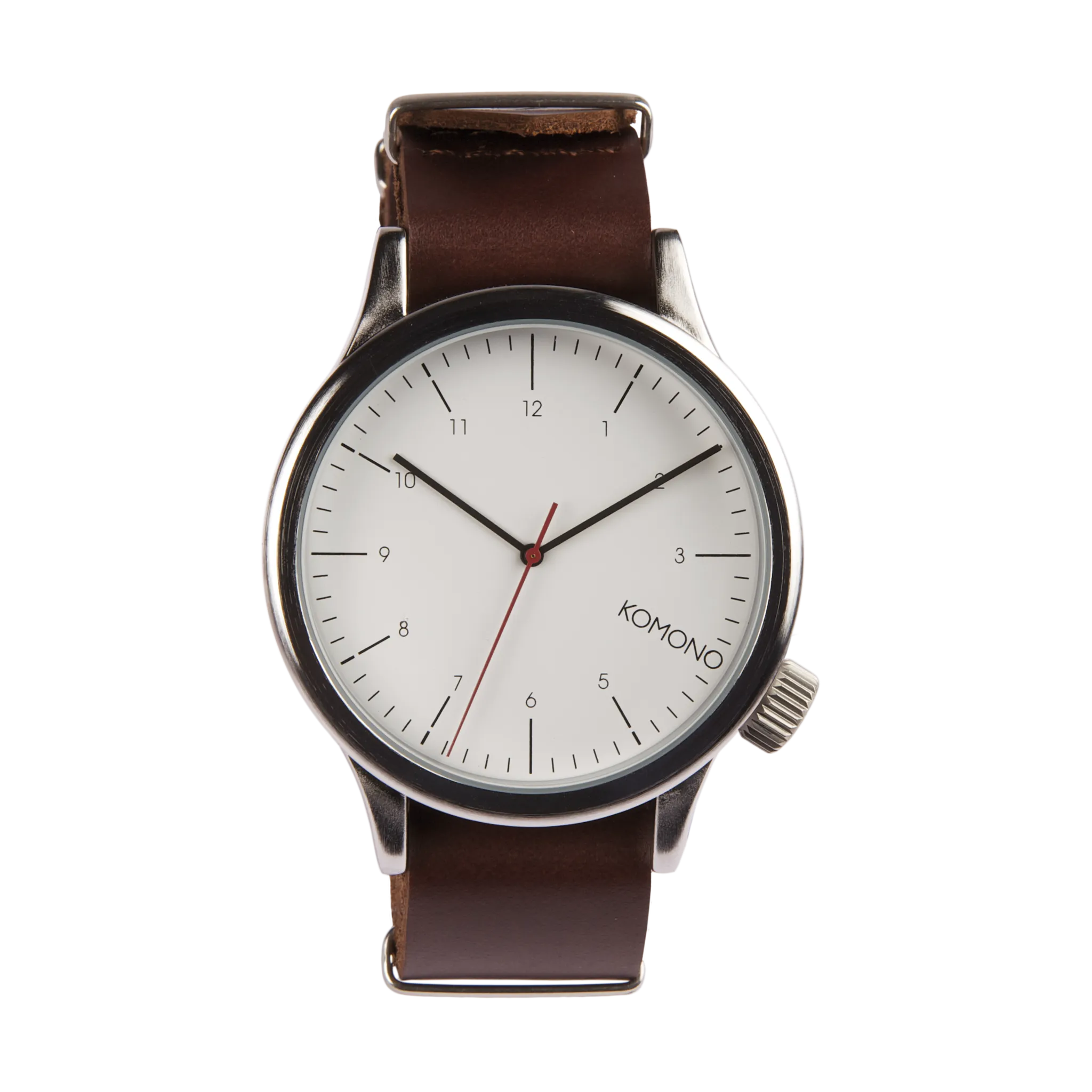 Komono Magnus Silver Burgundy Watch