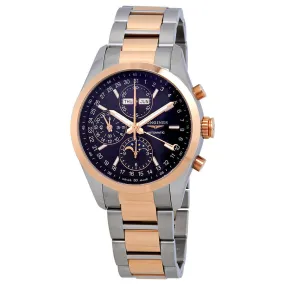 Longines Conquest Classic Black Dial Chronograph Stainless Steel and 18K Rose Gold Men's Watch L27985527 L2.798.5.52.7
