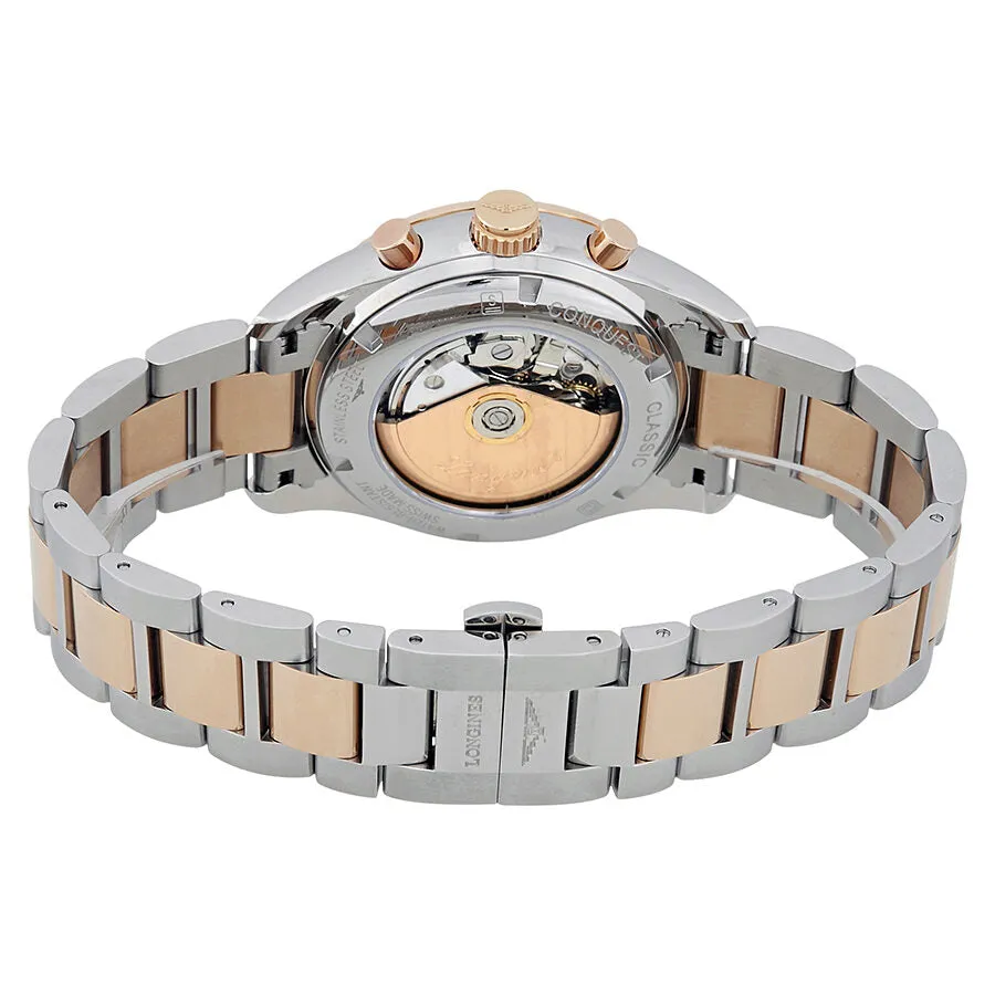 Longines Conquest Classic Black Dial Chronograph Stainless Steel and 18K Rose Gold Men's Watch L27985527 L2.798.5.52.7