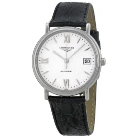 Longines Presence White Dial Black Leather Unisex Watch Men's Watch L4.874.4.52.2 L4.821.4.15.2