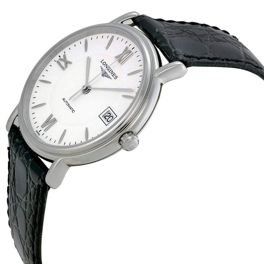 Longines Presence White Dial Black Leather Unisex Watch Men's Watch L4.874.4.52.2 L4.821.4.15.2