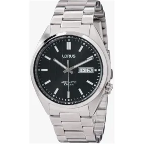 Lorus Men's Automatic Watch with Day/Date, Stainless Steel Band, Black Dial RL491AX9