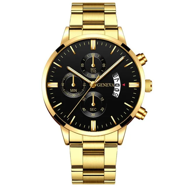 Mens Casual Classic Numeral Gold Analog Watches