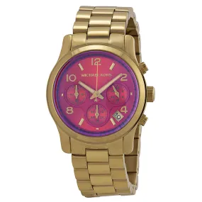 Michael Kors Runway Chronograph Iridescent Pink Dial Gold-tone Ladies Watch MK5939