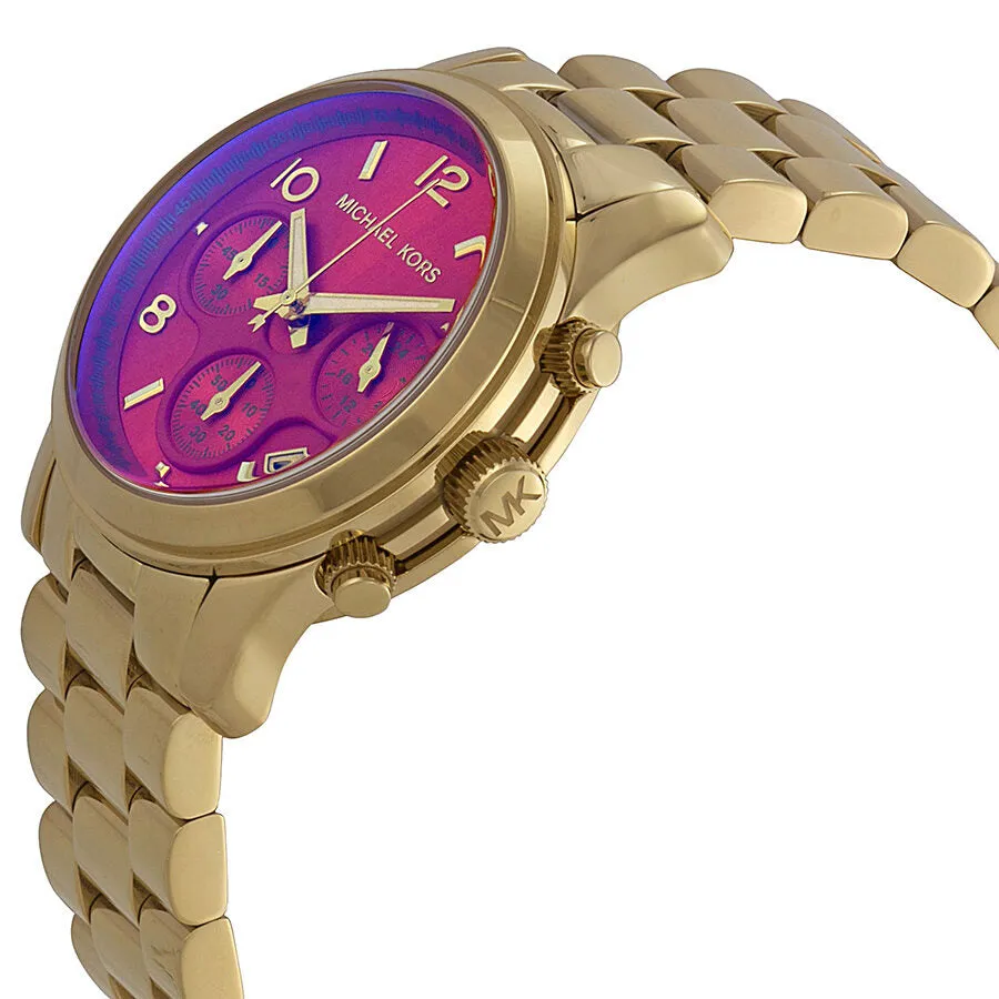 Michael Kors Runway Chronograph Iridescent Pink Dial Gold-tone Ladies Watch MK5939