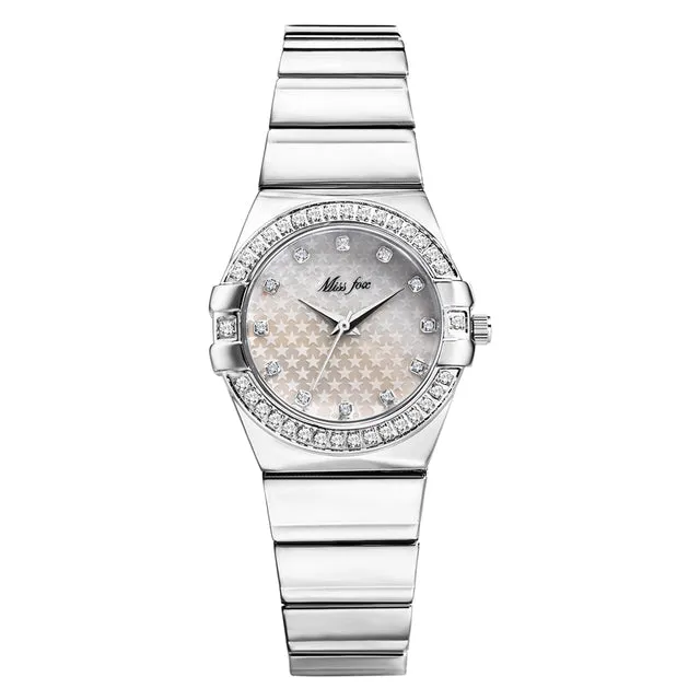 MISSFOX Women Watches Luxury Stainless Steel Waterproof Ladies Quartz Clocks Elegant Small Dial Top Diamond Girls Wrist Watch S3603549